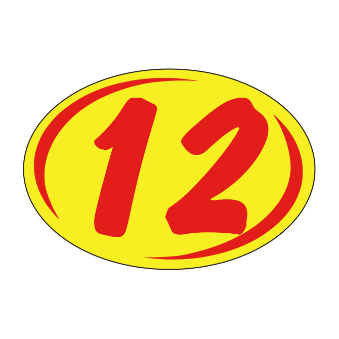 Small Oval Year Decals - Red/Yellow