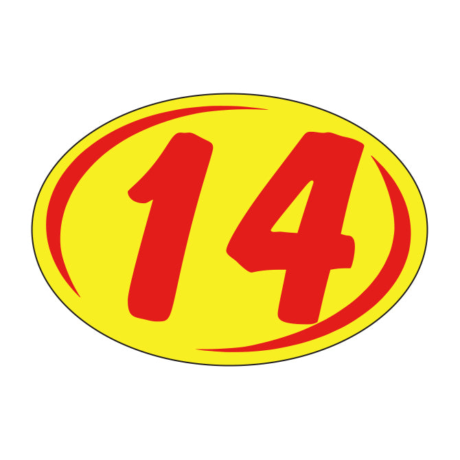 Small Oval Year Decals - Red/Yellow