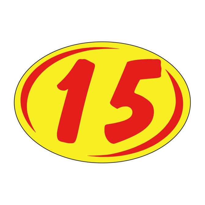 Small Oval Year Decals - Red/Yellow
