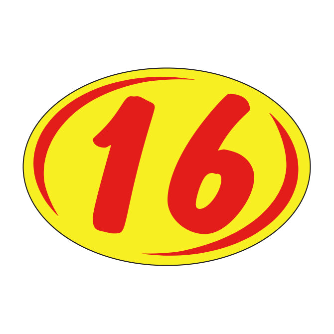 Small Oval Year Decals - Red/Yellow