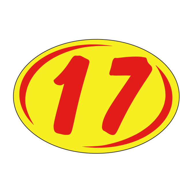 Small Oval Year Decals - Red/Yellow