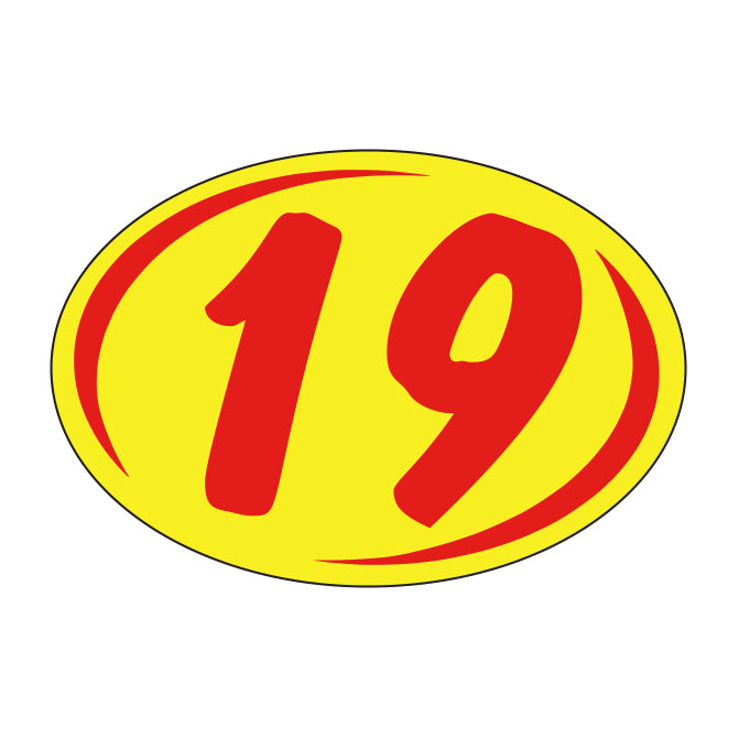 Small Oval Year Decals - Red/Yellow