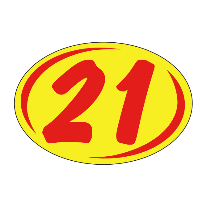 Small Oval Year Decals - Red/Yellow