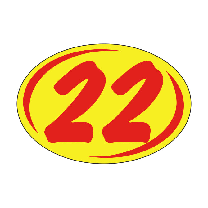Small Oval Year Decals - Red/Yellow
