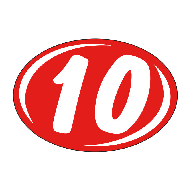 Small Oval Year Decals - White/Red