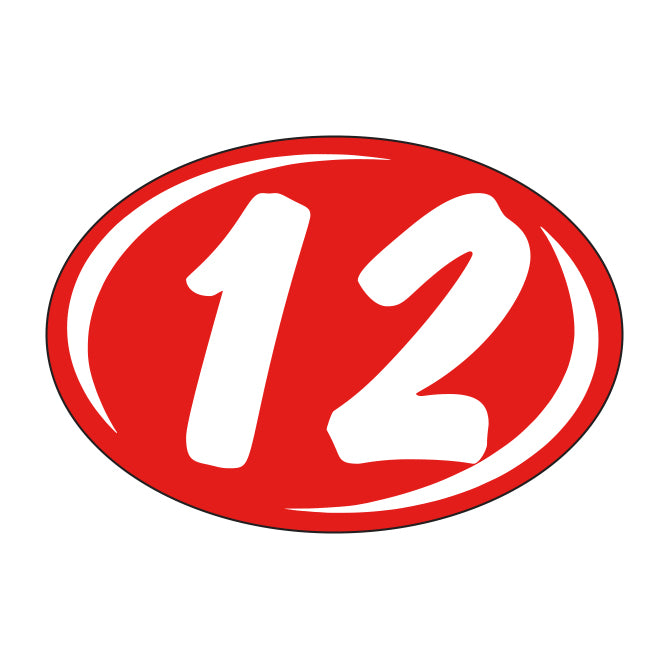 Small Oval Year Decals - White/Red