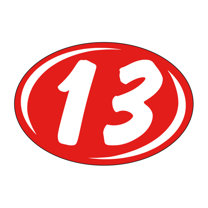 Small Oval Year Decals - White/Red