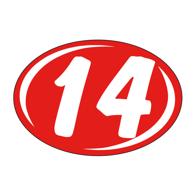 Small Oval Year Decals - White/Red
