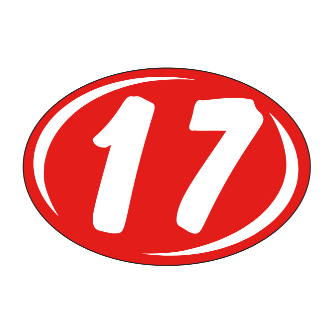 Small Oval Year Decals - White/Red