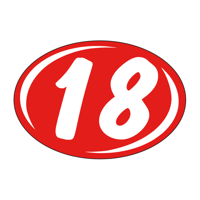 Small Oval Year Decals - White/Red