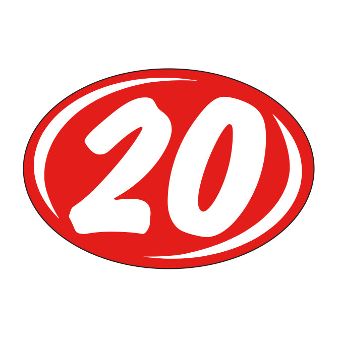 Small Oval Year Decals - White/Red