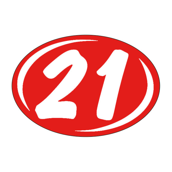 Small Oval Year Decals - White/Red
