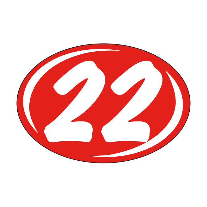Small Oval Year Decals - White/Red