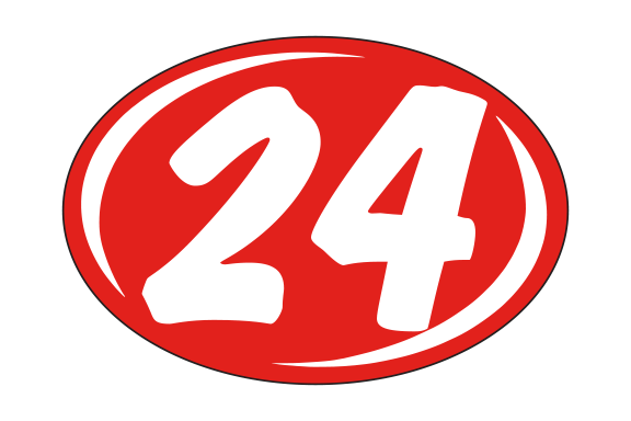 Small Oval Year Decals - White/Red