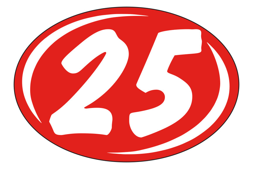 Small Oval Year Decals - White/Red