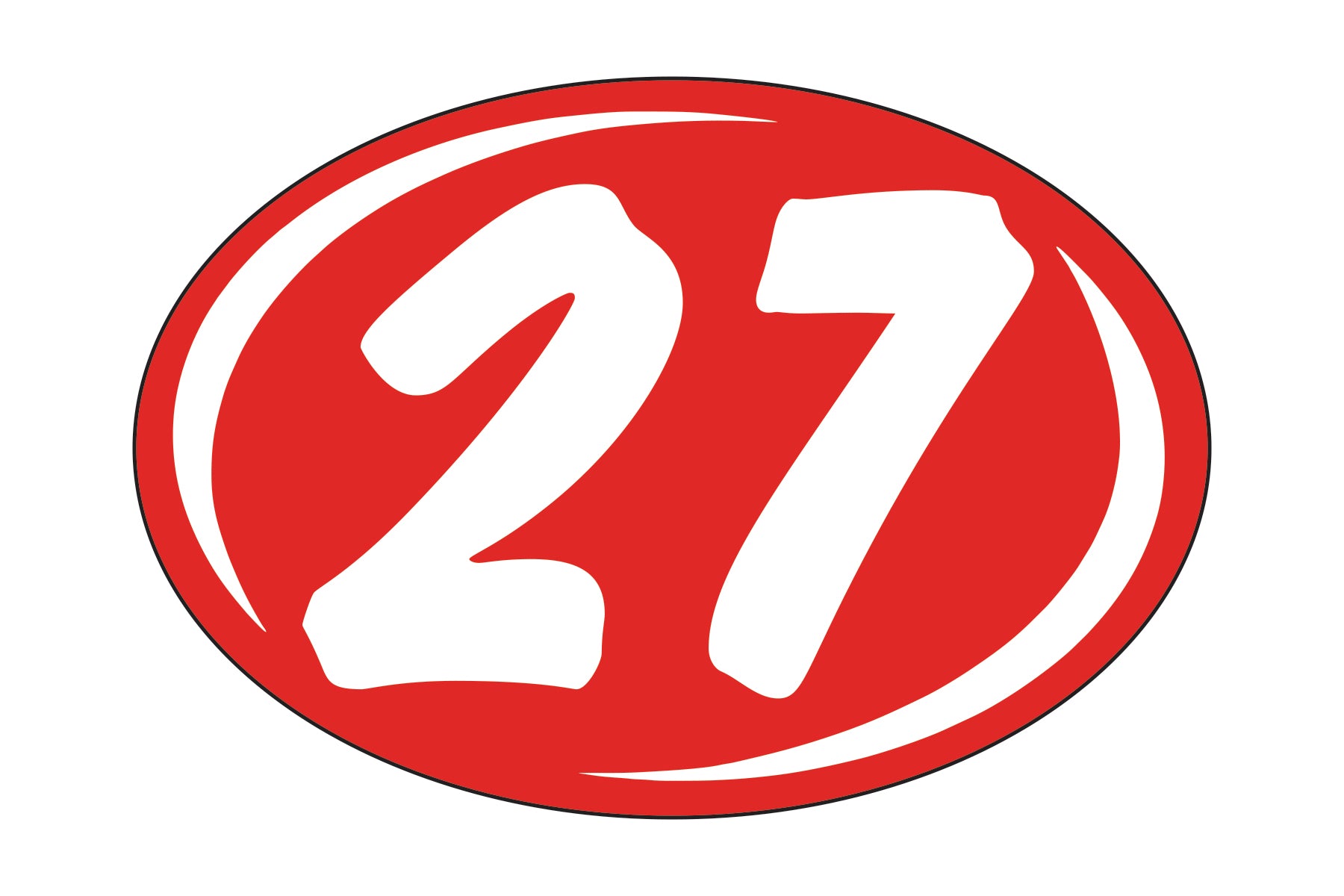 Small Oval Year Decals - White/Red