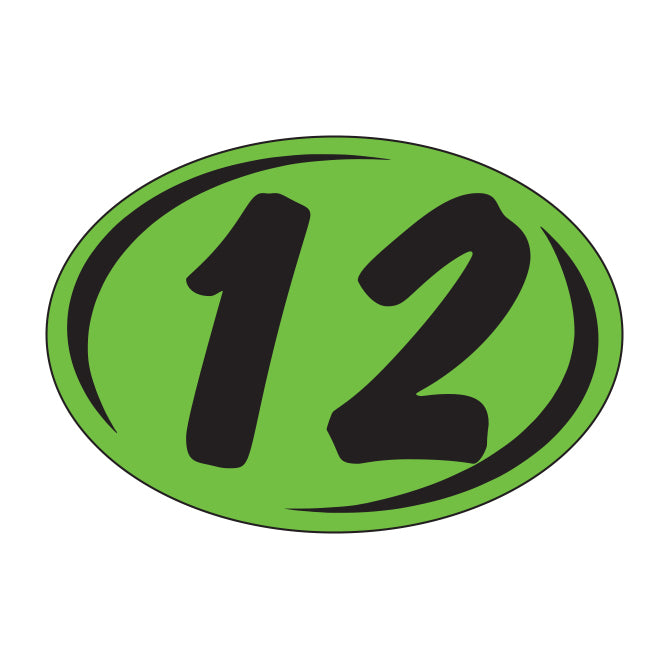 Small Oval Year Decals - Black/Fluorescent Green