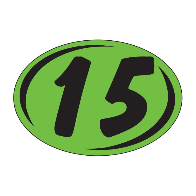 Small Oval Year Decals - Black/Fluorescent Green