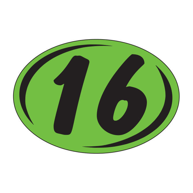 Small Oval Year Decals - Black/Fluorescent Green