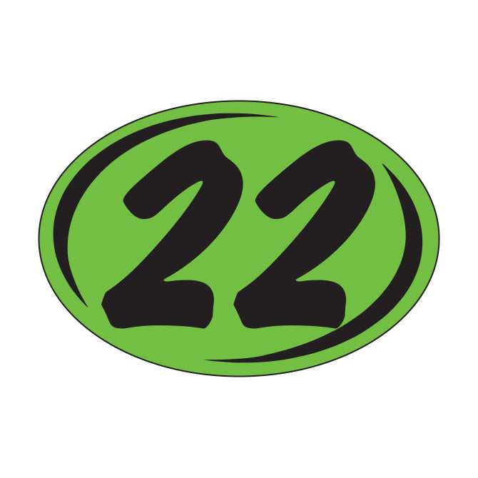 Small Oval Year Decals - Black/Fluorescent Green