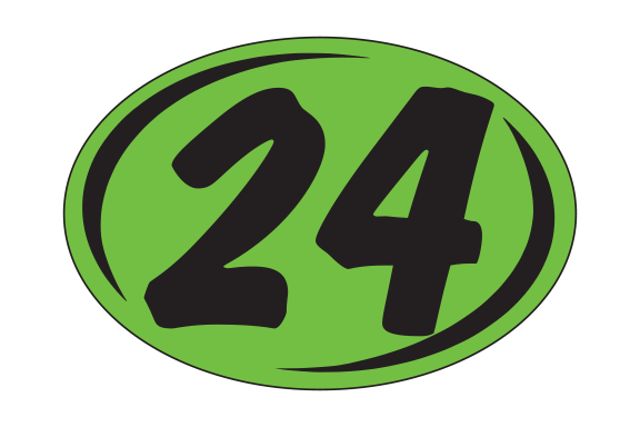 Small Oval Year Decals - Black/Fluorescent Green