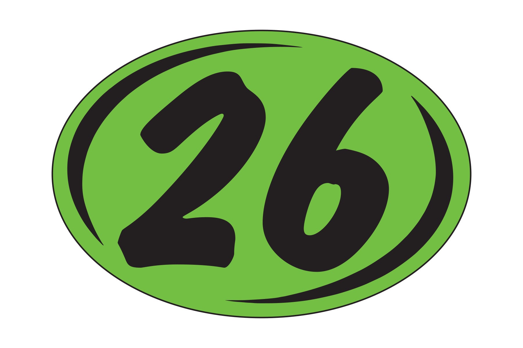 Small Oval Year Decals - Black/Fluorescent Green