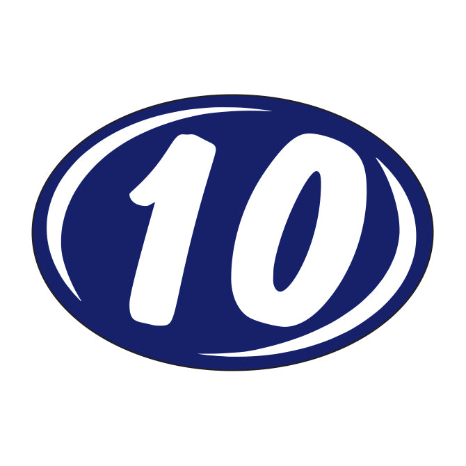 Small Oval Year Decals - White/Blue