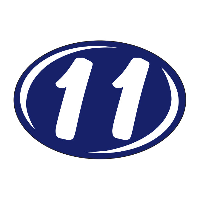Small Oval Year Decals - White/Blue