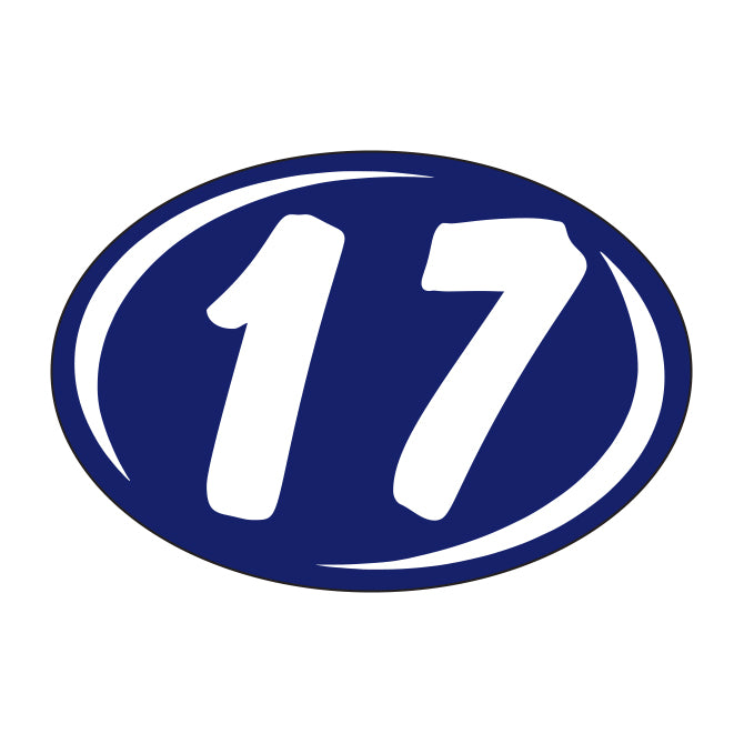 Small Oval Year Decals - White/Blue