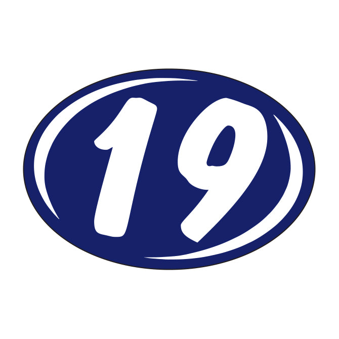 Small Oval Year Decals - White/Blue