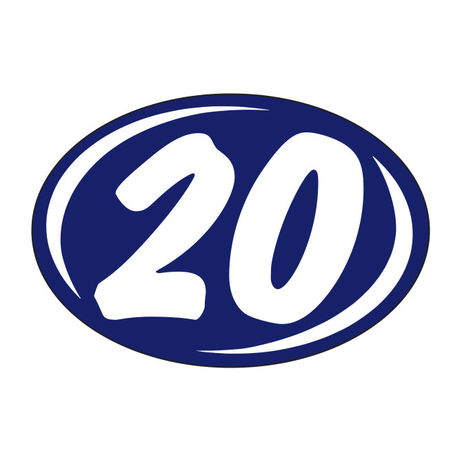 Small Oval Year Decals - White/Blue