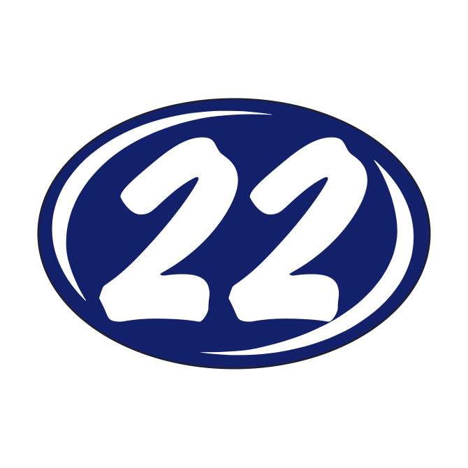 Small Oval Year Decals - White/Blue