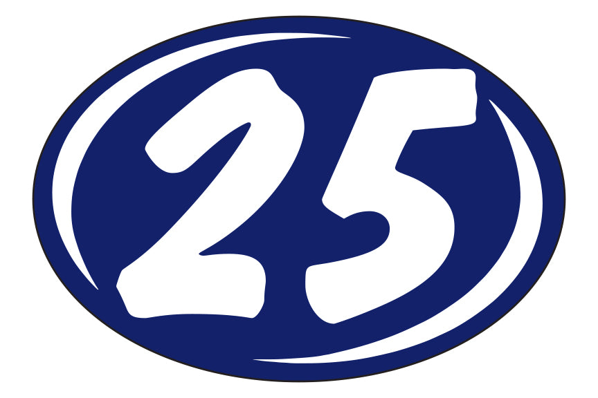 Small Oval Year Decals - White/Blue