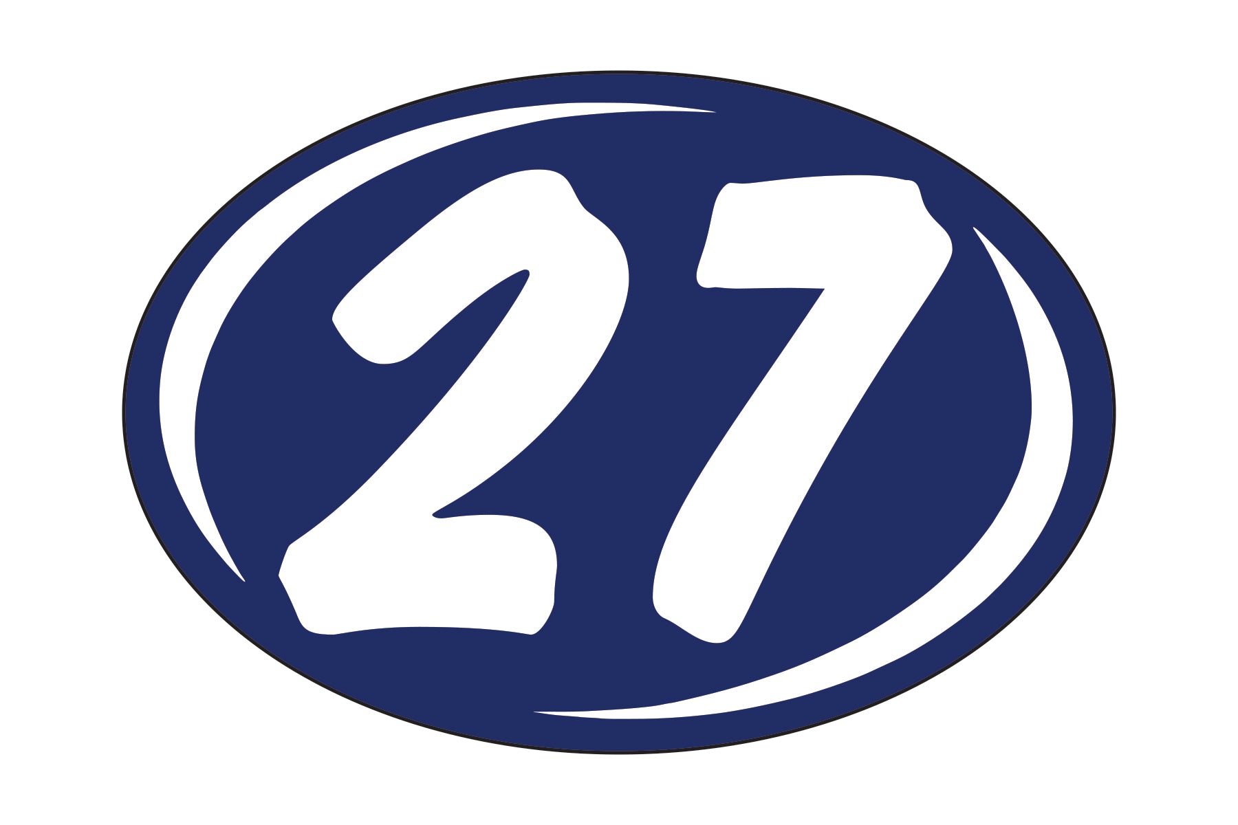 Small Oval Year Decals - White/Blue