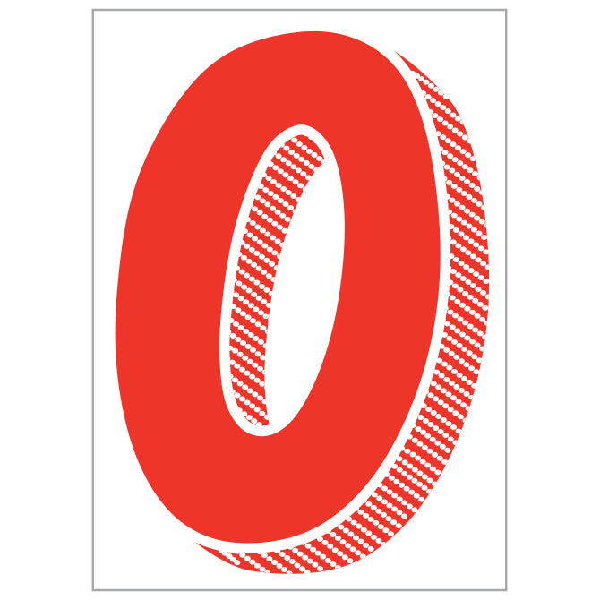 7-1/2" Shadow Number Decals - Red/White