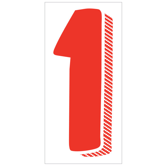 7-1/2" Shadow Number Decals - Red/White