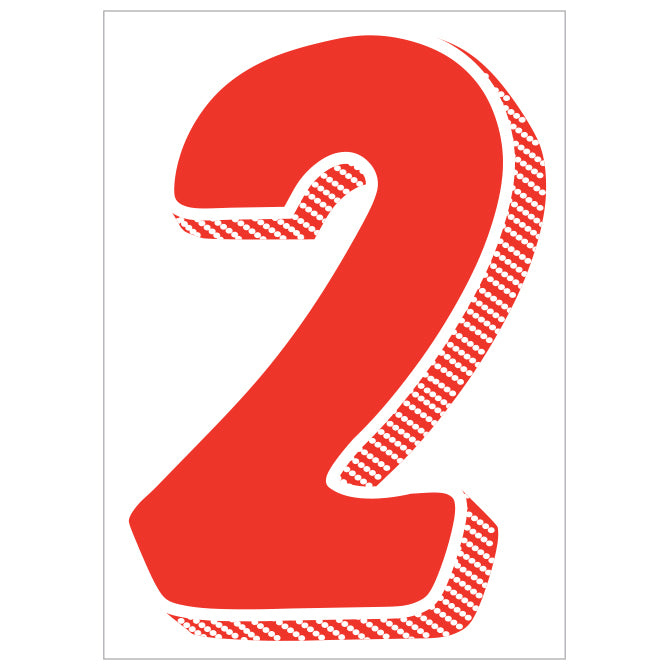 7-1/2" Shadow Number Decals - Red/White