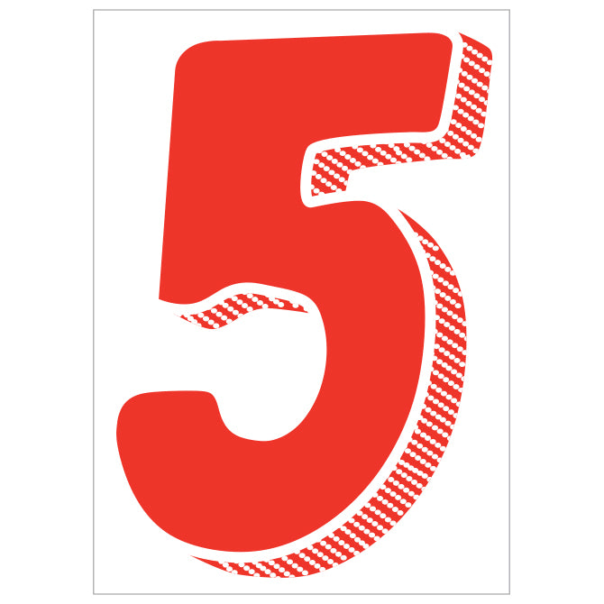 7-1/2" Shadow Number Decals - Red/White