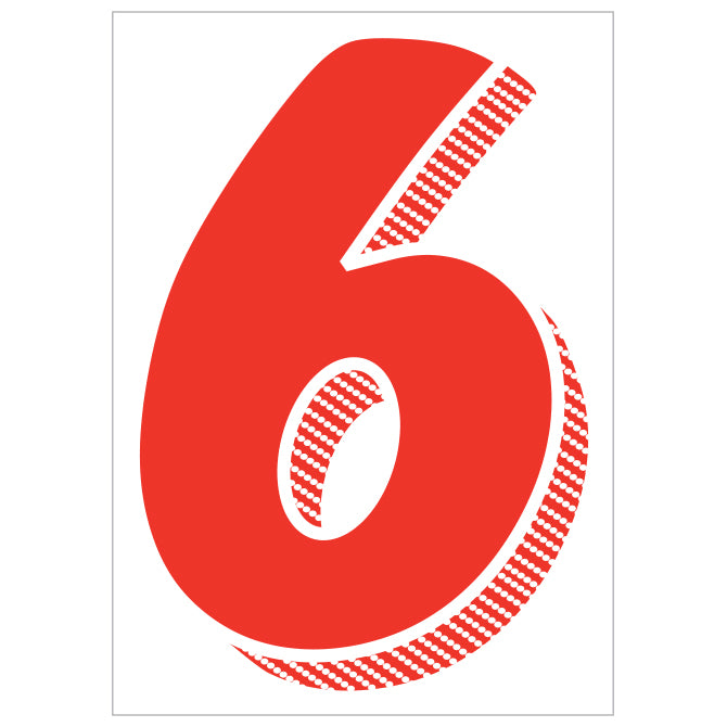 7-1/2" Shadow Number Decals - Red/White