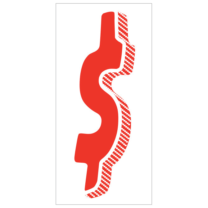7-1/2" Shadow Number Decals - Red/White