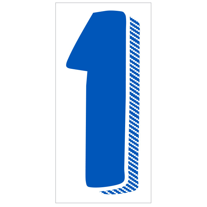 7-1/2" Shadow Number Decals - Blue/White