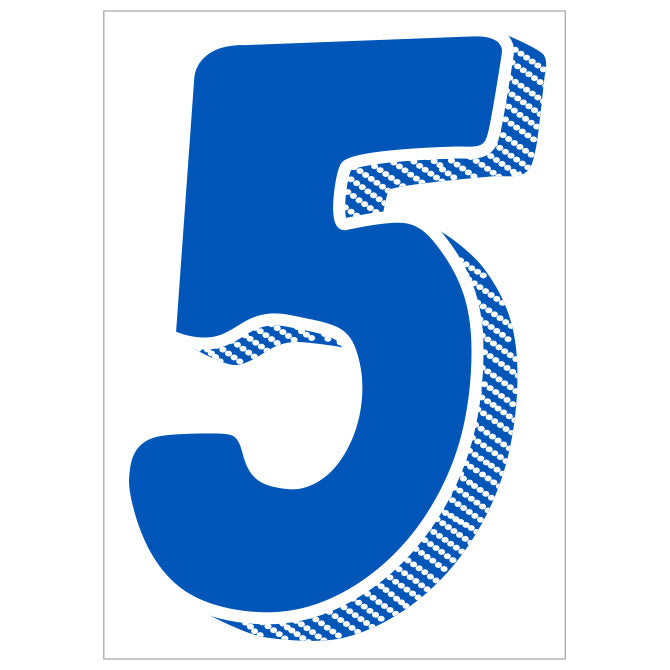 7-1/2" Shadow Number Decals - Blue/White