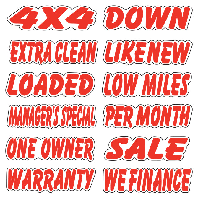Die Cut Slogan Decals - Red/White