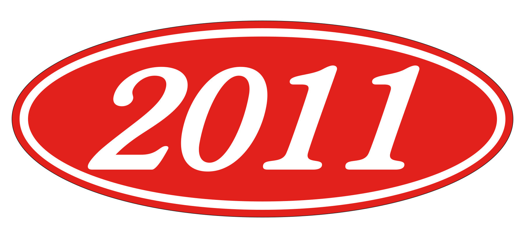 Oval Year Decals - White/Red