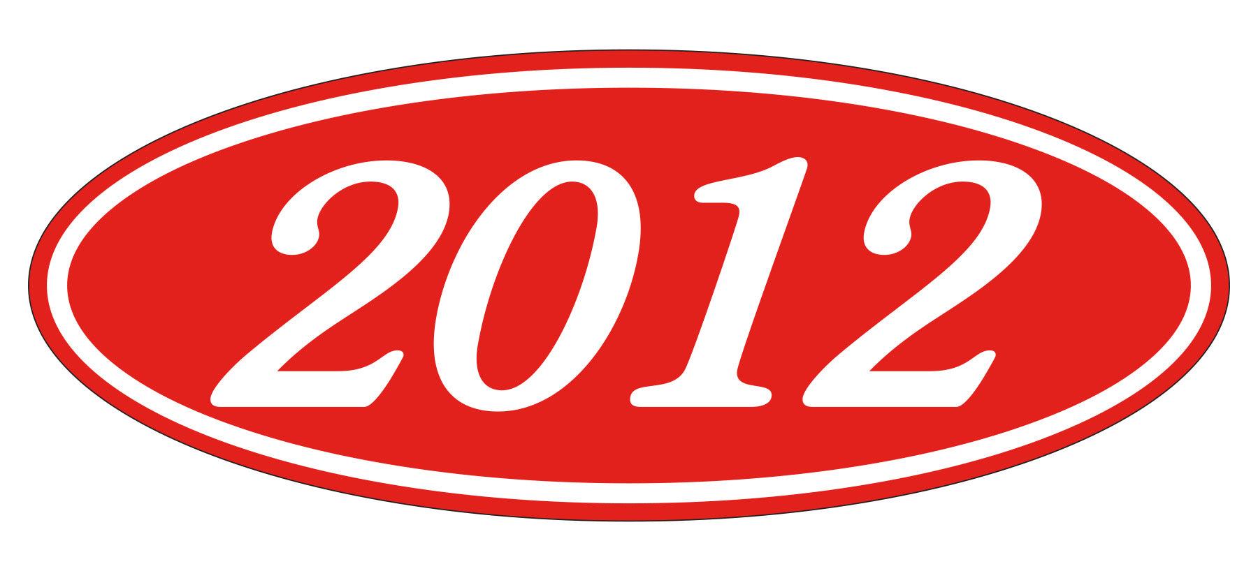 Oval Year Decals - White/Red