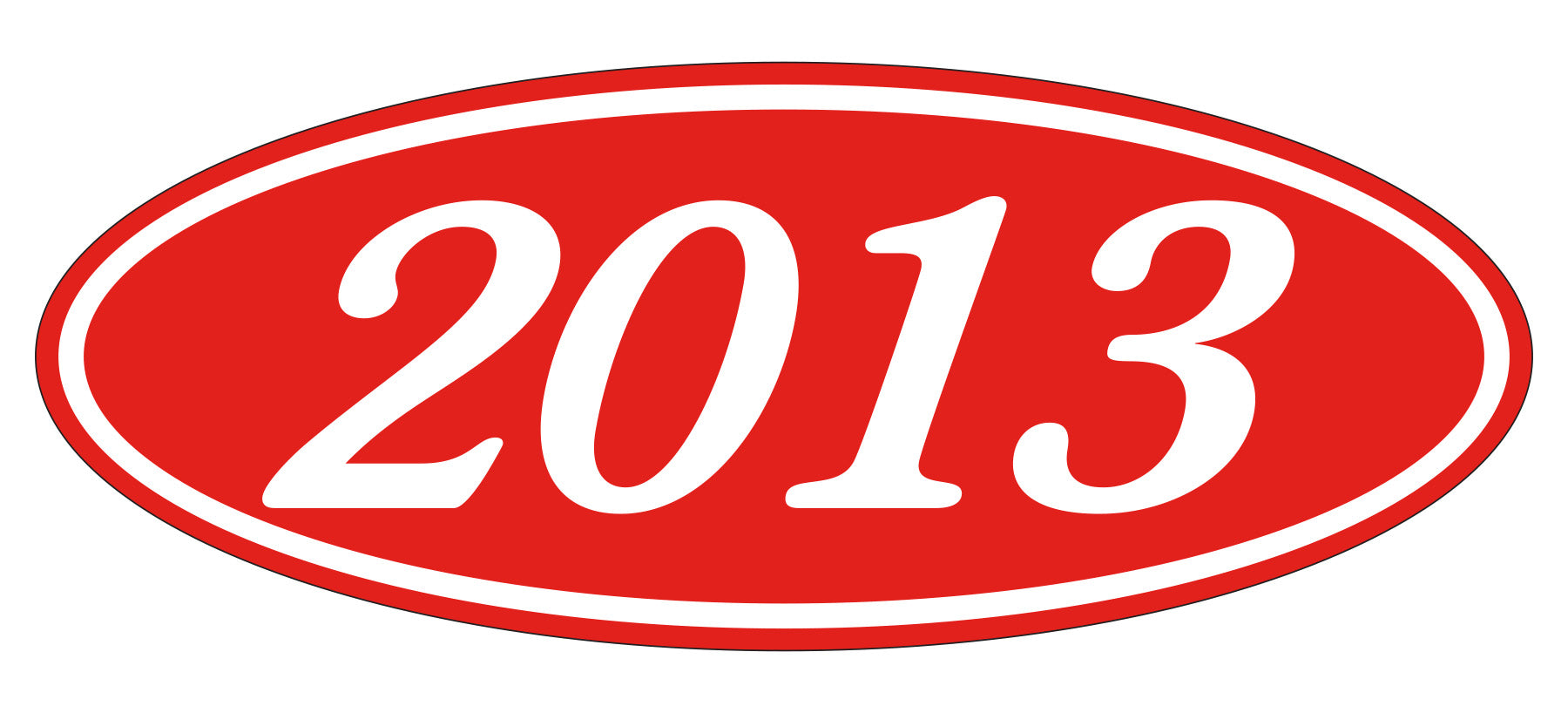 Oval Year Decals - White/Red