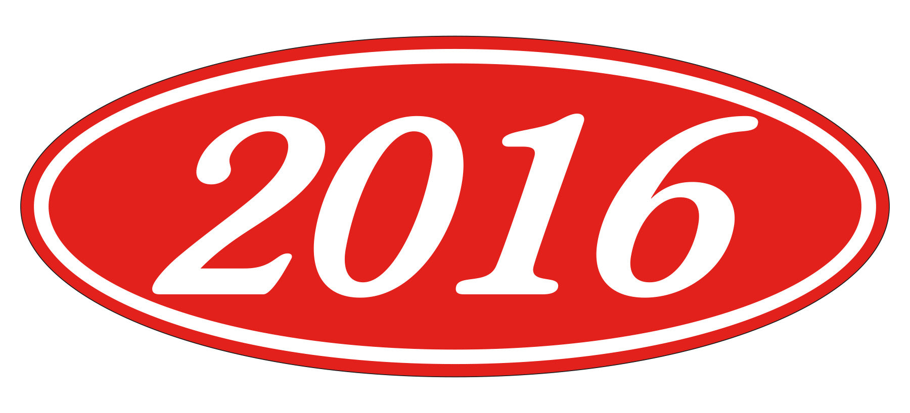 Oval Year Decals - White/Red