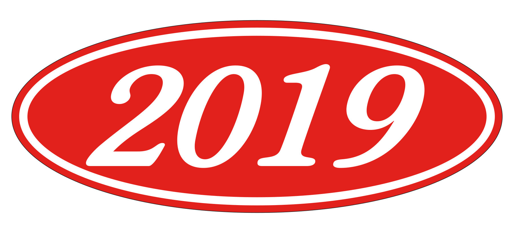 Oval Year Decals - White/Red