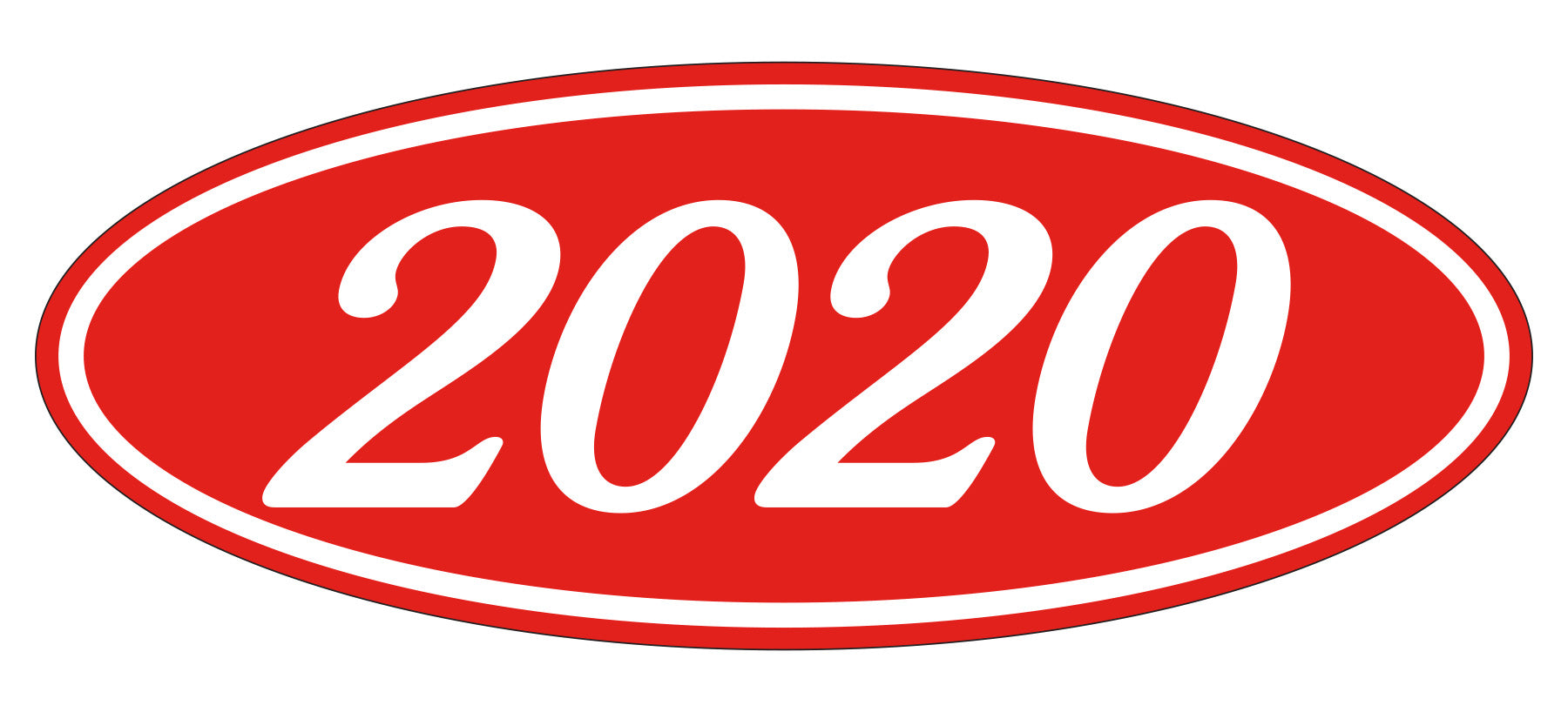 Oval Year Decals - White/Red