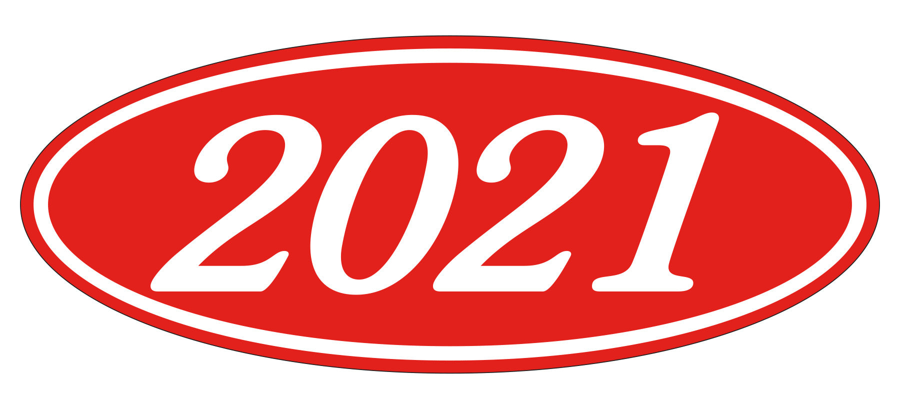 Oval Year Decals - White/Red